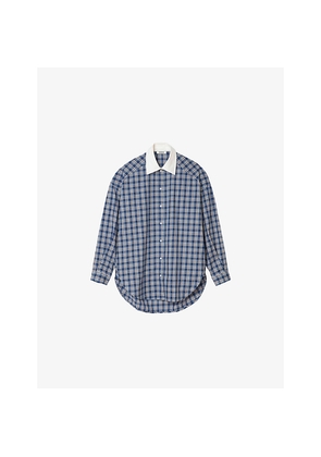 Womens Sandro Checked Rhinestone-Embellished Cotton Shirt