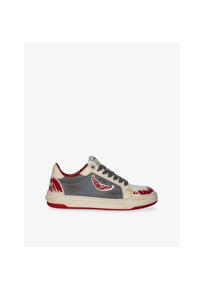 Womens Zadig&Voltaire Fly Wings Leather and Mesh Low-Top Trainers