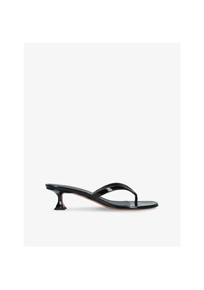 Womens Amina Muaddi Juliette Thong 45 Leather Heeled Sandals