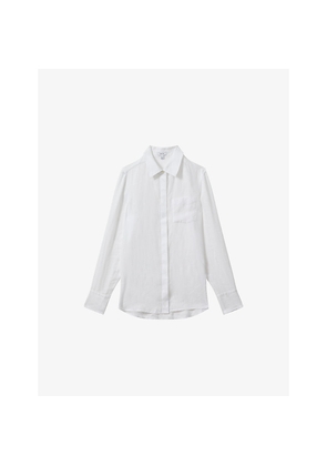 Womens Reiss Belle Long-Sleeved Linen Shirt