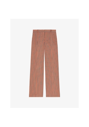 Womens The Kooples Striped Wide-Leg Mid-Rise Stretch-Woven Trousers