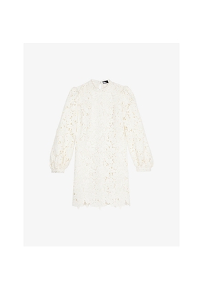 Womens The Kooples Floral-Lace Long-Sleeve Woven Mini Dress