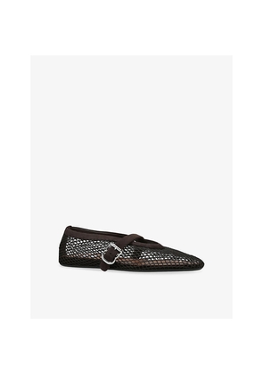 Womens Alaia Ballerina Mesh and Suede Ballet Flats