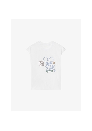 Womens Zadig&Voltaire Cloe Rhinestone-Embellished Cotton-Jersey Tank Top