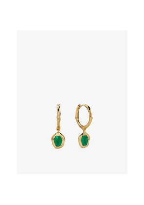 Womens Monica Vinader Odyssey 18ct Gold Vermeil-Plated 925 Sterling Silver and Onyx Huggie Earrings