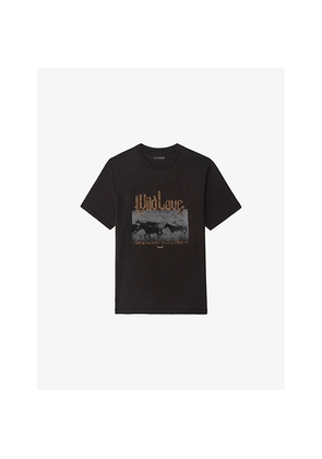 Womens Zadig&Voltaire Edwin Rhinestone-Embellished Cotton-Jersey T-Shirt