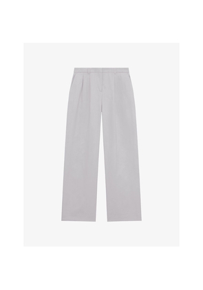 Womens The Kooples Wide-Leg Mid-Rise Cotton Trousers