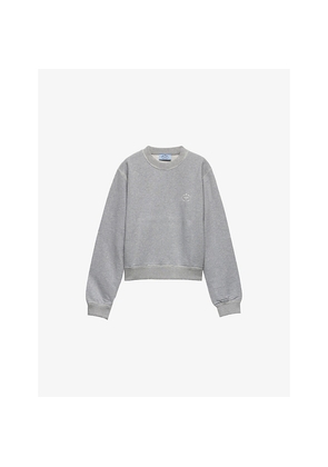 Womens Prada Logo-Print Round-Neck Cotton Sweatshirt