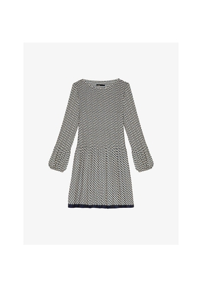 Womens Maje Floral Bow-Print Pleated Chiffon Mini Dress