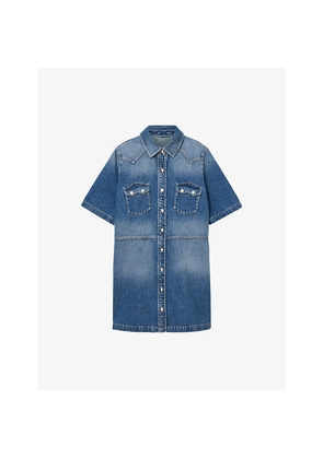 Womens Allsaints Rock Flap-Pocket Denim Mini Dress
