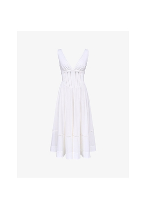 Womens House of CB Samia V-Neck Stretch-Cotton Midi Dress