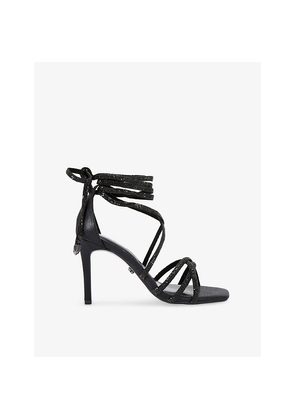 Womens Carvela Paparazzi Tie Crystal-Embellished Faux-Leather Heels