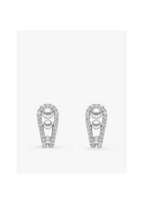 Womens Yoko London Sleek 18ct White-Gold, Akoya Pearl and 0.5ct Diamond Earrings