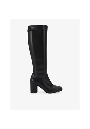 Womens Carvela Strut Faux-Leather Heeled Knee-High Boots