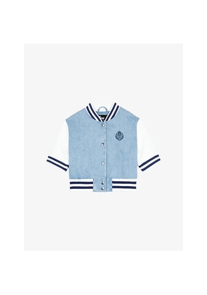 Womens The Kooples Short-Sleeved Cropped Denim Jacket