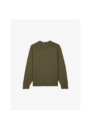 Mens The Kooples Crewneck Distressed Knitted Jumper