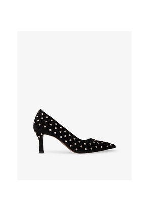 Womens Maje Rhinestone-Embellished Heeled Leather Pumps