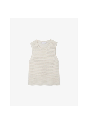 Womens The White Company Textured-Stitch Slim-Fit Cotton-Blend Knitted Tank Top