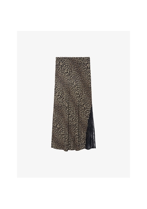 Womens Zadig&Voltaire Jayla Leopard-Print Woven Midi Skirt