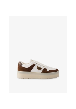 Womens Prada Downtown Leather and Suede Trainers