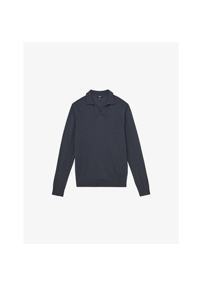 Mens Reiss Milburn Open-Neck Long-Sleeve Merino-Wool Jumper