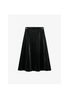 Womens The Kooples Buckle-Embellished Pleated Faux-Leather Midi Skirt