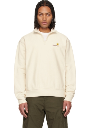 Carhartt Work In Progress Off-White Half Zip American Script Sweatshirt