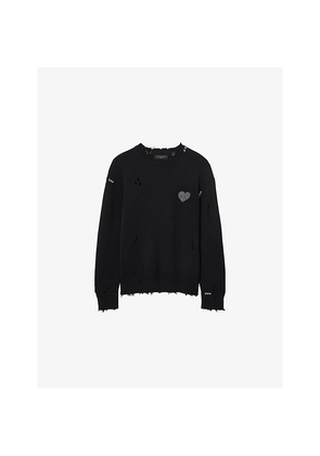 Mens Allsaints Theo Brand-Appliqué Cotton-Knit Jumper