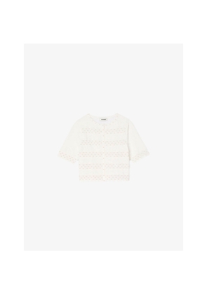 Womens Sandro Beaded Cropped Knitted Cardigan