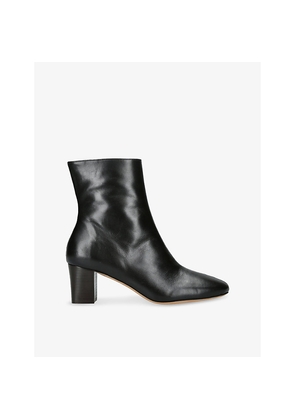 Womens Jude Rook Leather Block-Heel Ankle Boots