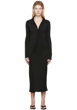 Olēnich Black Gathered Midi Dress