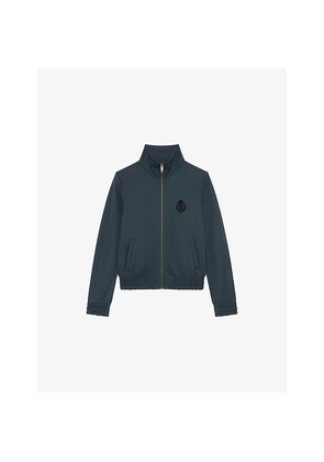 Womens The Kooples Logo-Embroidered Zip-Up Cotton-Jersey Sweatshirt