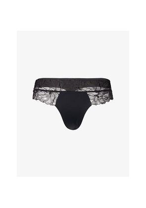 Womens Calvin Klein Perfectly Fit Lace Stretch-Woven Thong