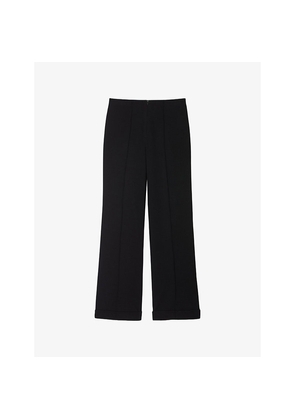 Womens Sandro Straight-Leg High-Rise Stretch-Woven Trousers