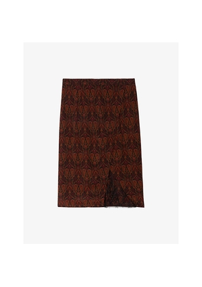 Womens Zadig&Voltaire Julen Paisley-Print Lace-Embroidered Satin Midi Skirt