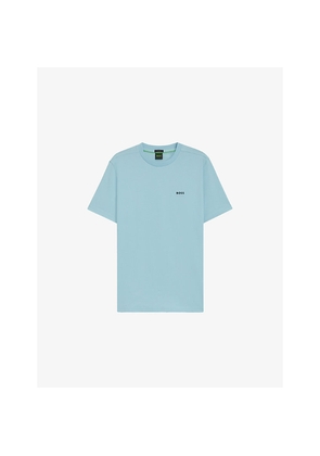 Mens Boss Logo-Embroidered Short-Sleeve Stretch-Cotton T-Shirt