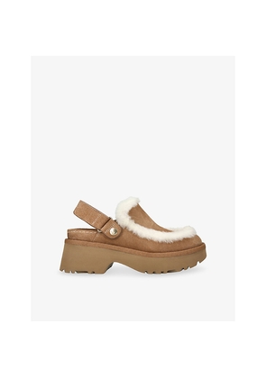 Womens UGG Esmee Suede Block-Heel Slingback Clogs