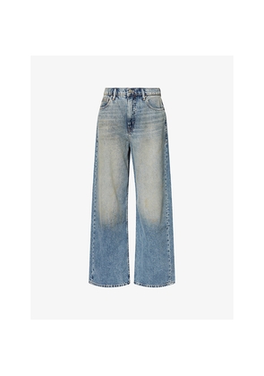 Womens Good American Good Standard Baggy Denim-Blend Jeans