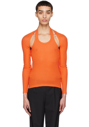 Dion Lee Orange Modular Halter Long Sleeve T-Shirt