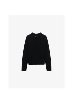Womens The Kooples V-Neck Knitted Wool Jumper