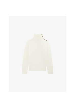 Womens The Kooples Button-Neck Long-Sleeve Wool Jumper