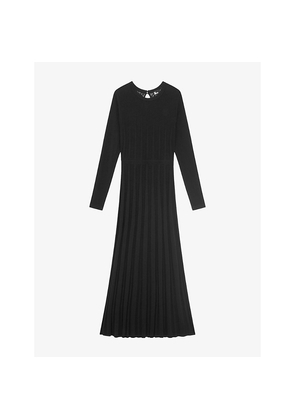 Womens The Kooples Long-Sleeved Lace-Panel Mesh Maxi Dress