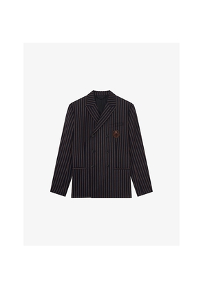 Mens The Kooples Striped Double-Breasted Wool Blazer