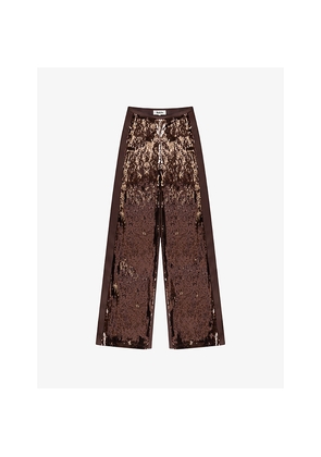 Womens Ro&Zo Sequinned Wide-Leg Stretch-Woven Trousers