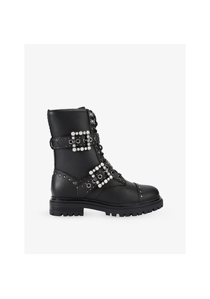 Womens KG Kurt Geiger Tank Faux-Leather Biker Boots