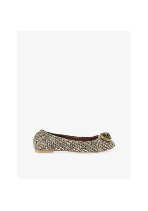 Womens Kurt Geiger London Chelsea Embellished Woven Ballet Flats
