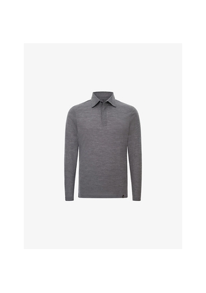 Mens Boggi Milano Polo-Collar Long-Sleeve Wool-Blend Polo Shirt