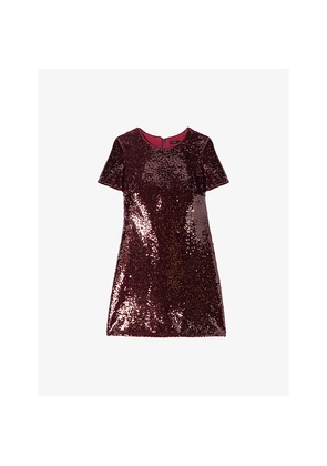 Womens Maje Short-Sleeved Sequin-Embellished Mini Dress
