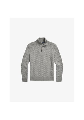 Mens Polo Ralph Lauren Logo Cable-Knit Wool and Cashmere Jumper