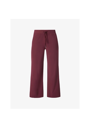 Womens Sweaty Betty Explorer Side-Stripe Wide-Leg High-Rise Stretch-Woven Trousers